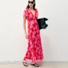FROM FUTURE Robe Longue Manche Courte Julia SummerRosesRed Best Sale