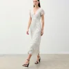 FROM FUTURE Robe Longue Manche Courte Julia PoisEcru New