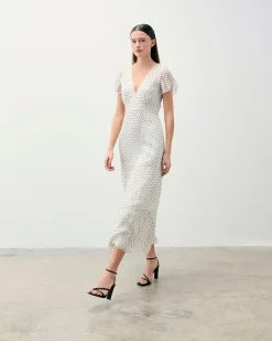 FROM FUTURE Robe Longue Manche Courte Julia PoisEcru New