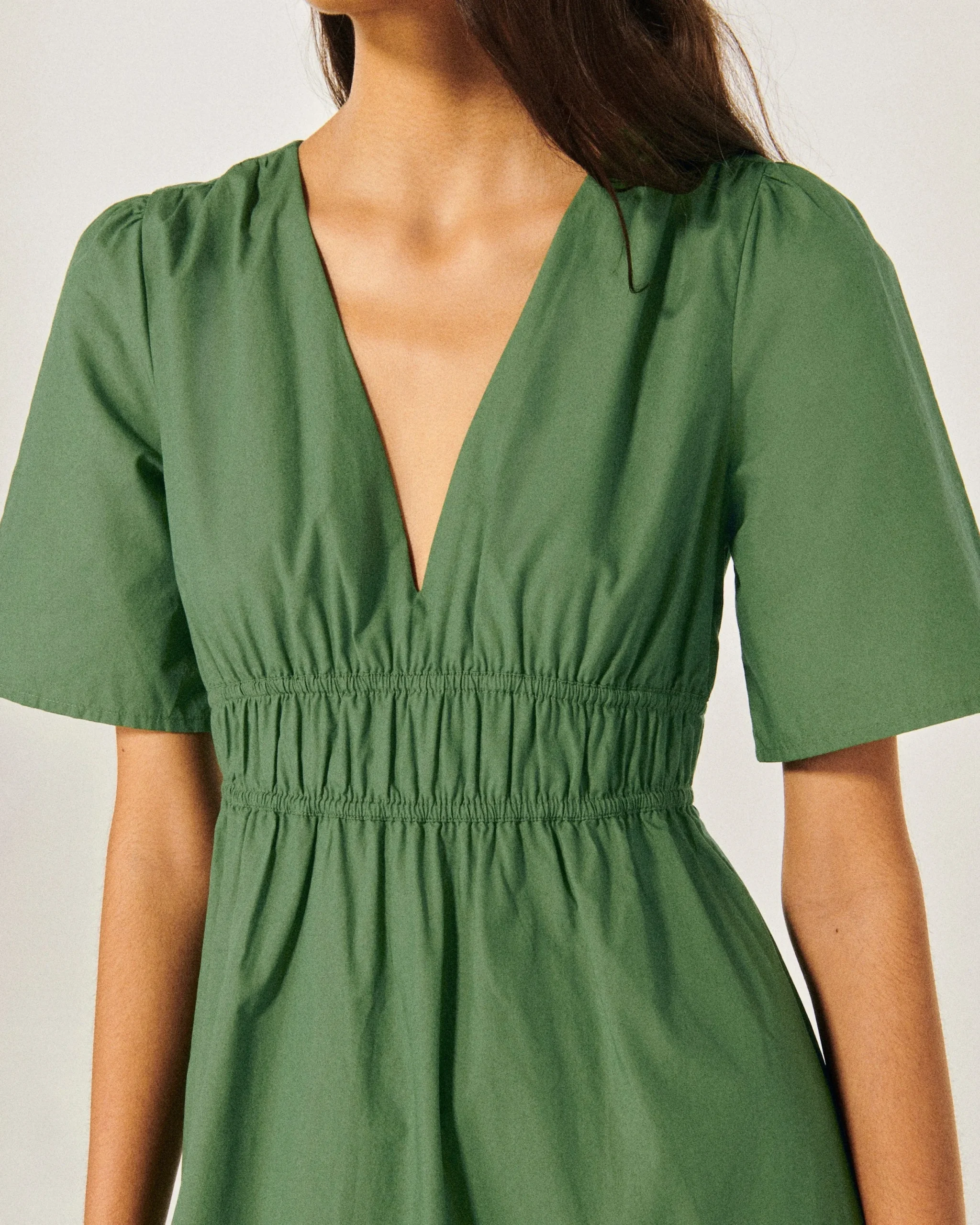 FROM FUTURE Robe Longue Manche Courte Gianna Kaki Hot
