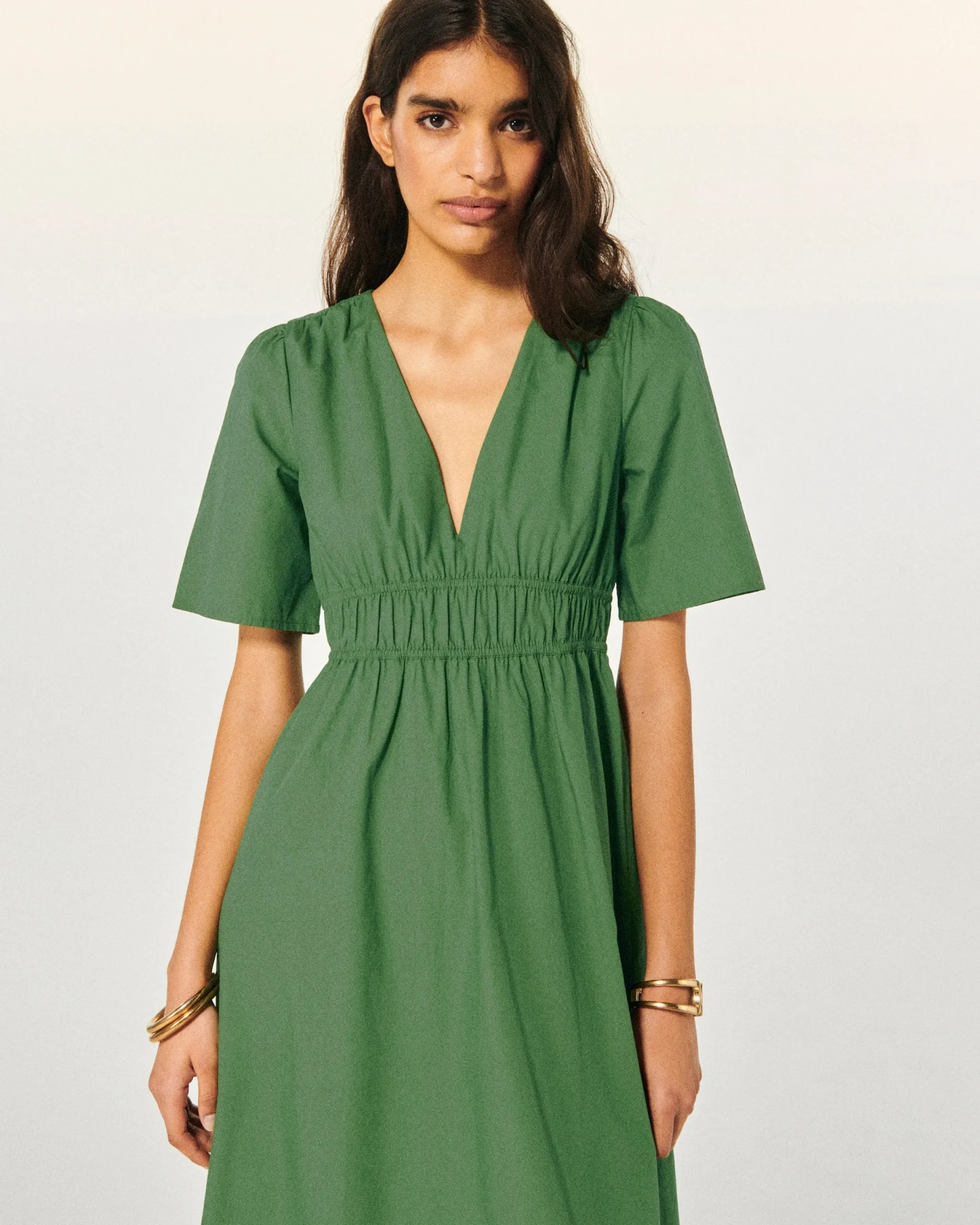 FROM FUTURE Robe Longue Manche Courte Gianna Kaki Hot