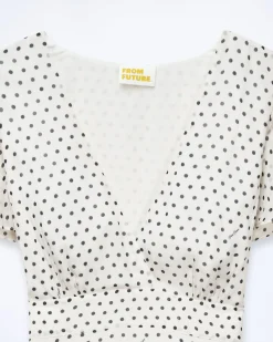 FROM FUTURE Robe Longue Manche Courte Julia PoisEcru New