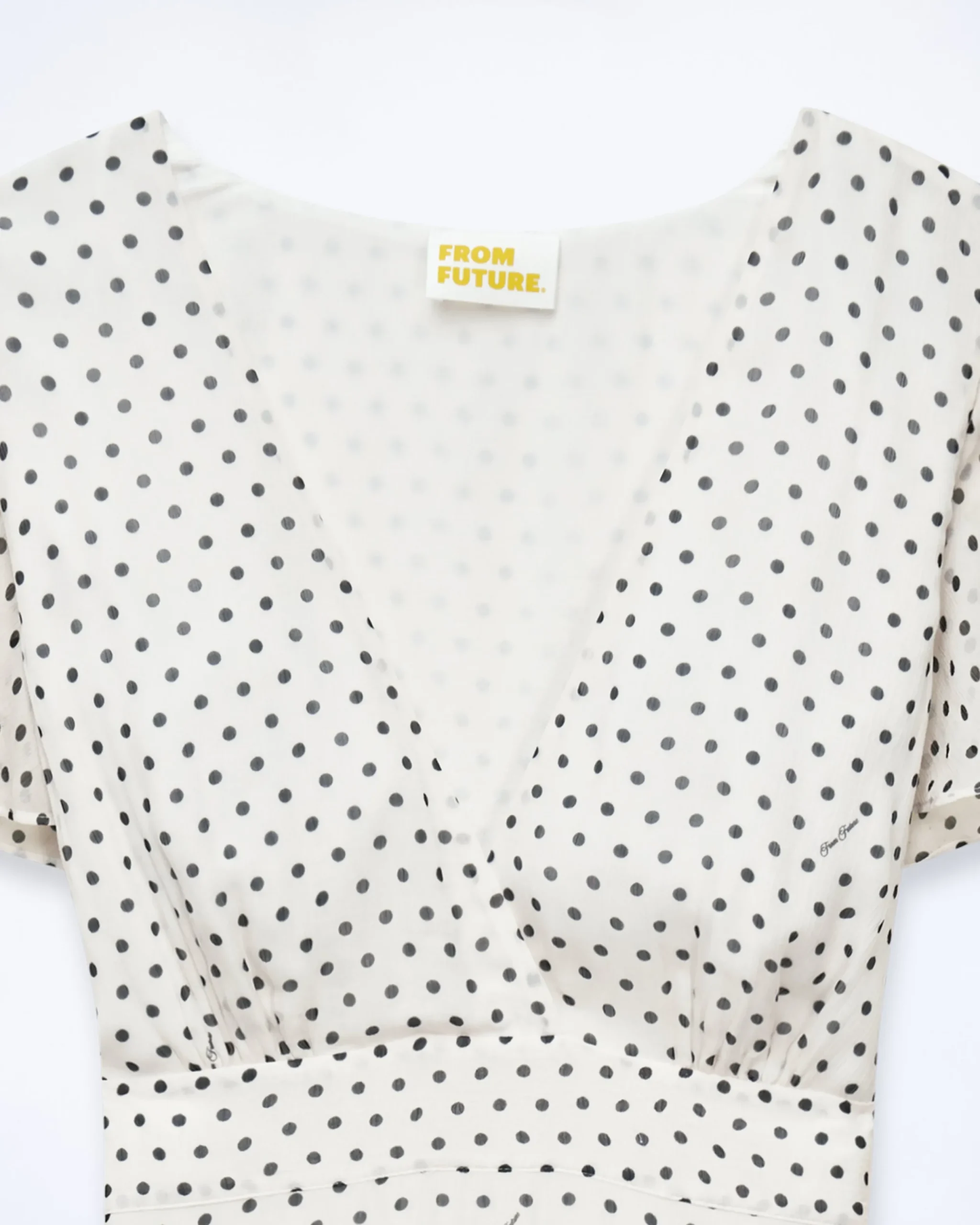 FROM FUTURE Robe Longue Manche Courte Julia PoisEcru New