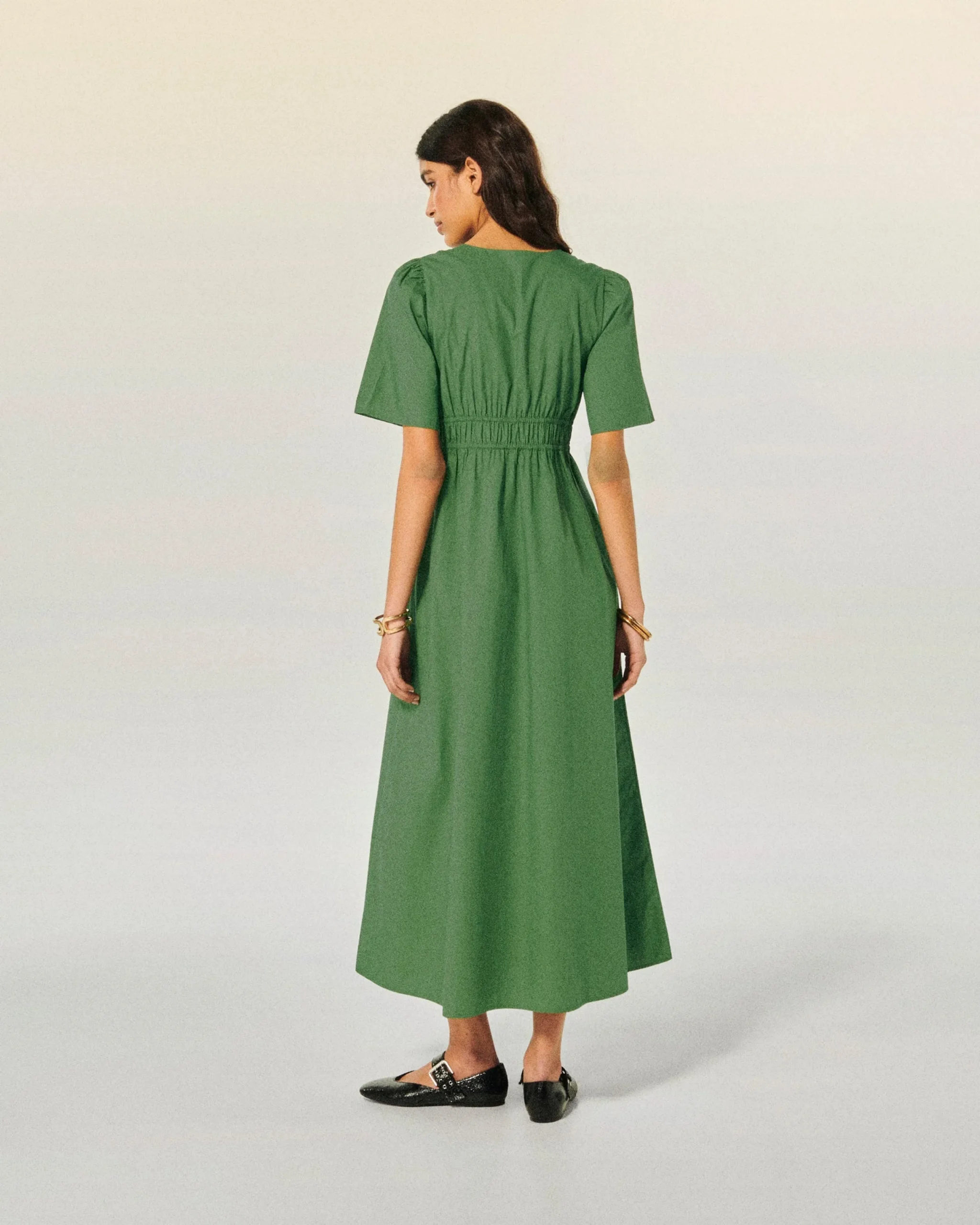 FROM FUTURE Robe Longue Manche Courte Gianna Kaki Hot