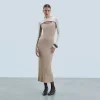 FROM FUTURE Robe Longue Manche Longue TropicalCamel Sale