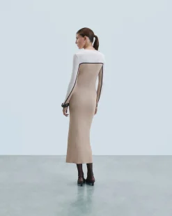 FROM FUTURE Robe Longue Manche Longue TropicalCamel Sale