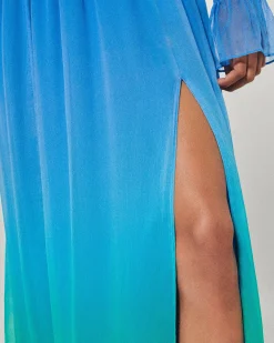 FROM FUTURE Robe Longue Manche Longue Mousseline BlurryOcean Best Sale
