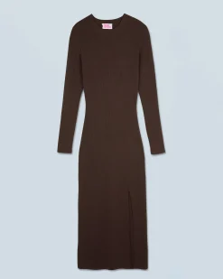 FROM FUTURE Robe Longue Manche Longue Chocolat Hot