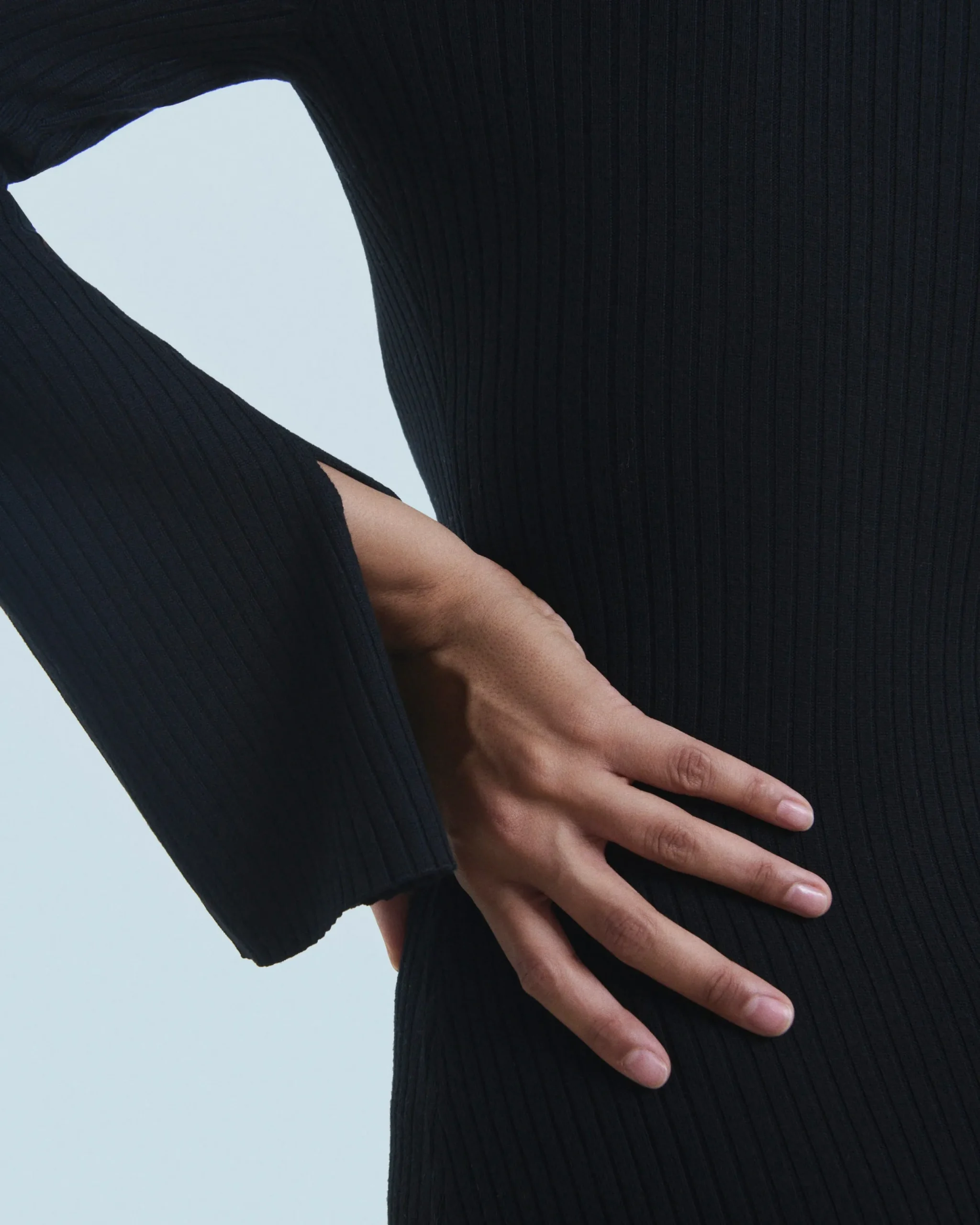 FROM FUTURE Robe Longue Manche Longue Col Polo Noir Best Sale