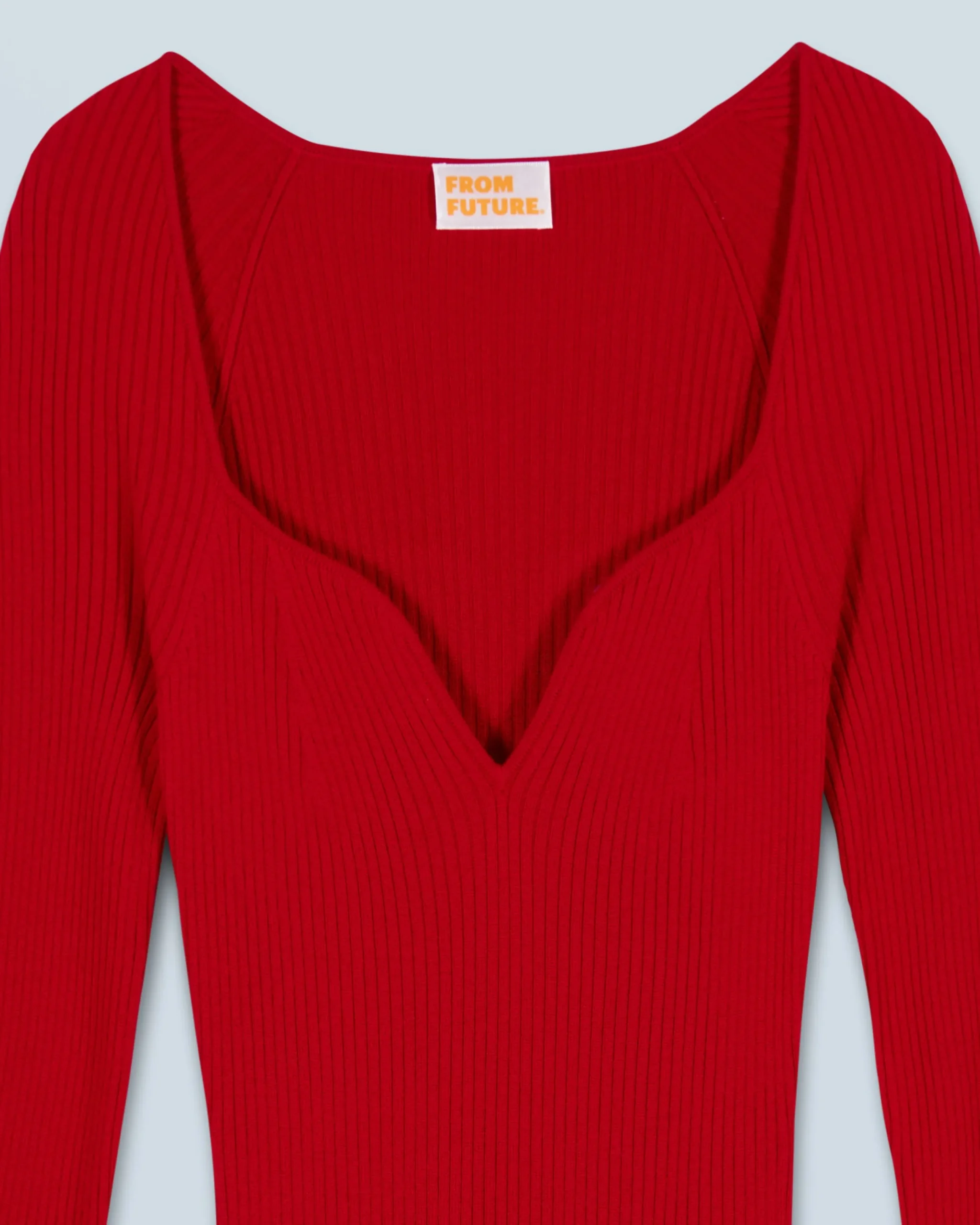FROM FUTURE Robe Longue Manche Longue Decolleté Coeur HotRed Sale