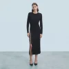 FROM FUTURE Robe Longue Manches Longues Noir Sale