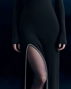FROM FUTURE Robe Longue Manches Longues Noir Best Sale