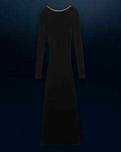 FROM FUTURE Robe Longue Manches Longues Noir Flash Sale