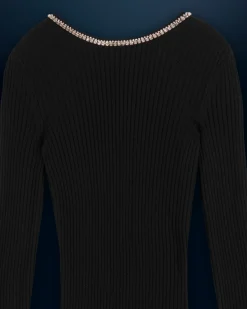 FROM FUTURE Robe Longue Manches Longues Noir Flash Sale