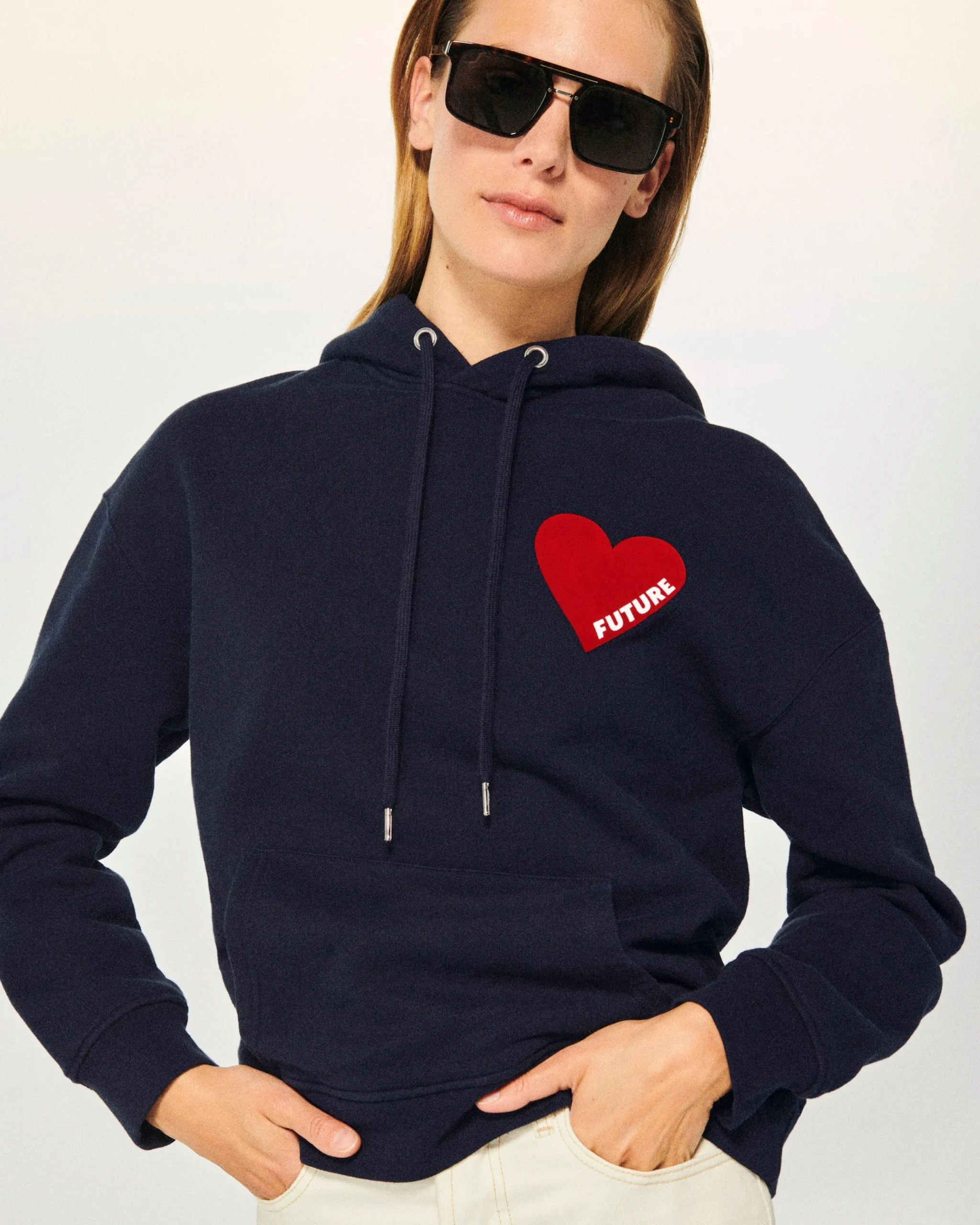 FROM FUTURE Sweatshirt Hoodie Coeur Navy Best Sale