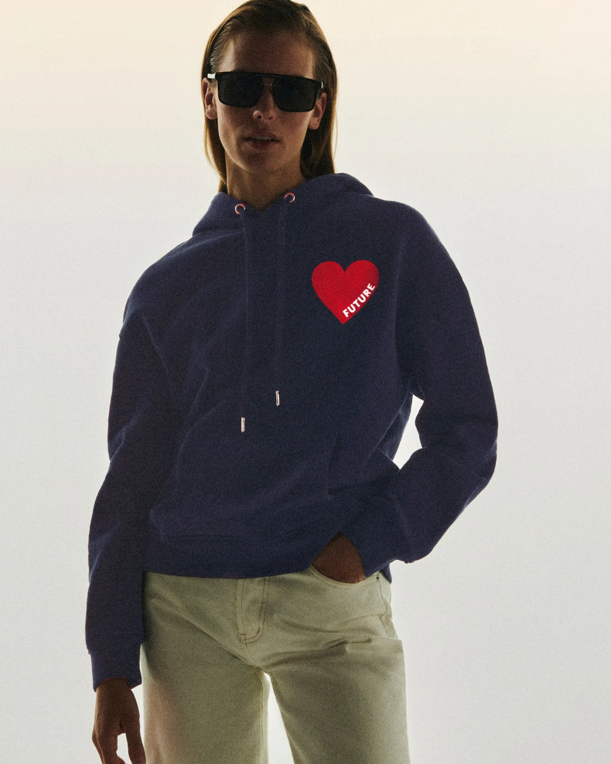 FROM FUTURE Sweatshirt Hoodie Coeur Navy Best Sale