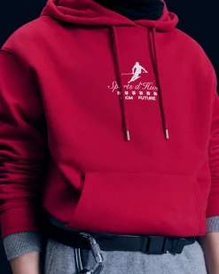 FROM FUTURE Sweatshirt Hoodie Ski Club DarkRed Flash Sale