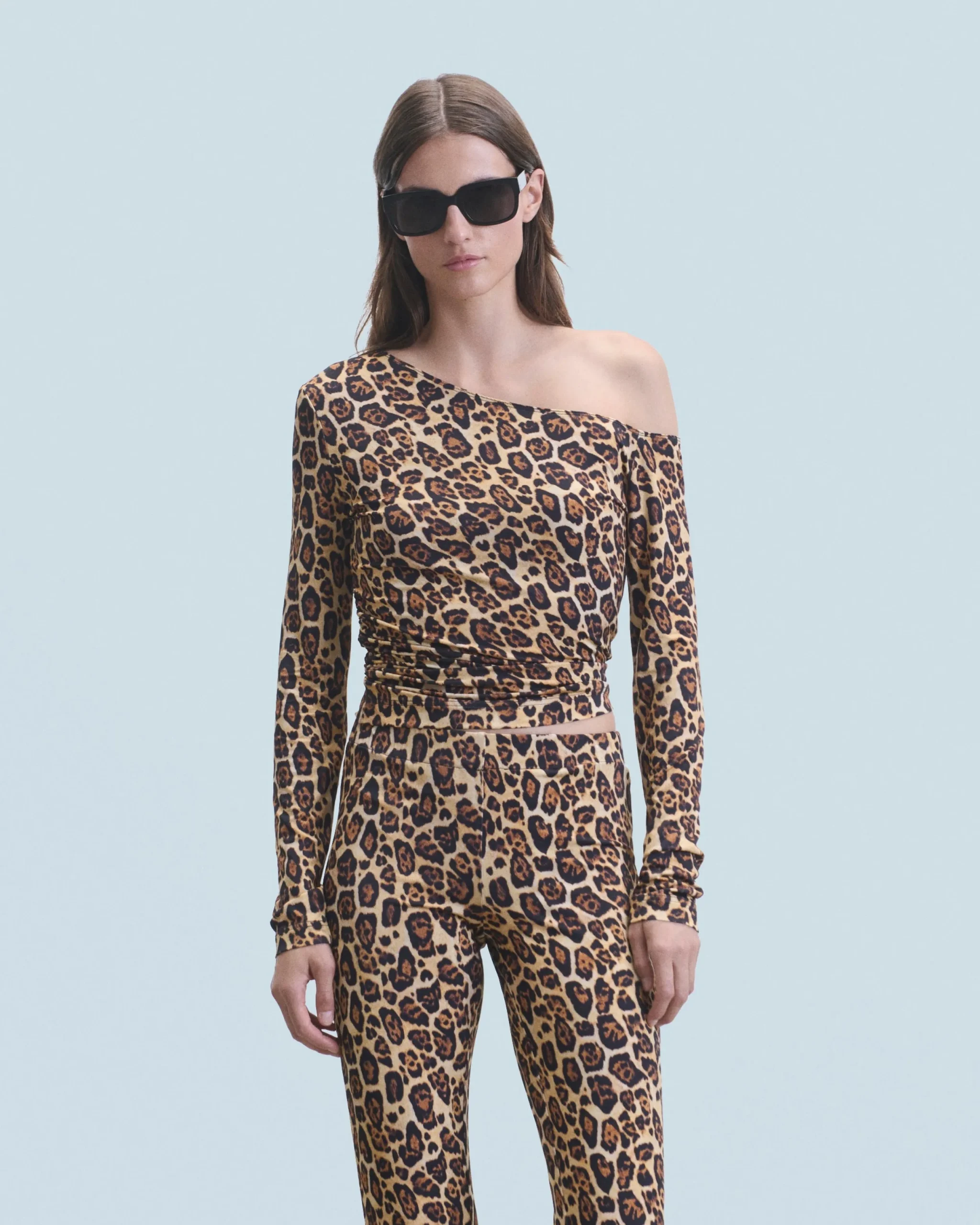 FROM FUTURE Top Asymetrique Jersey HotLeopard New