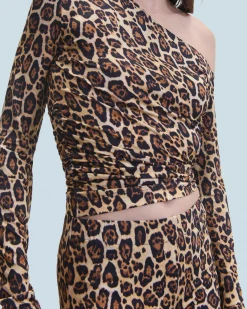 FROM FUTURE Top Asymetrique Jersey HotLeopard New