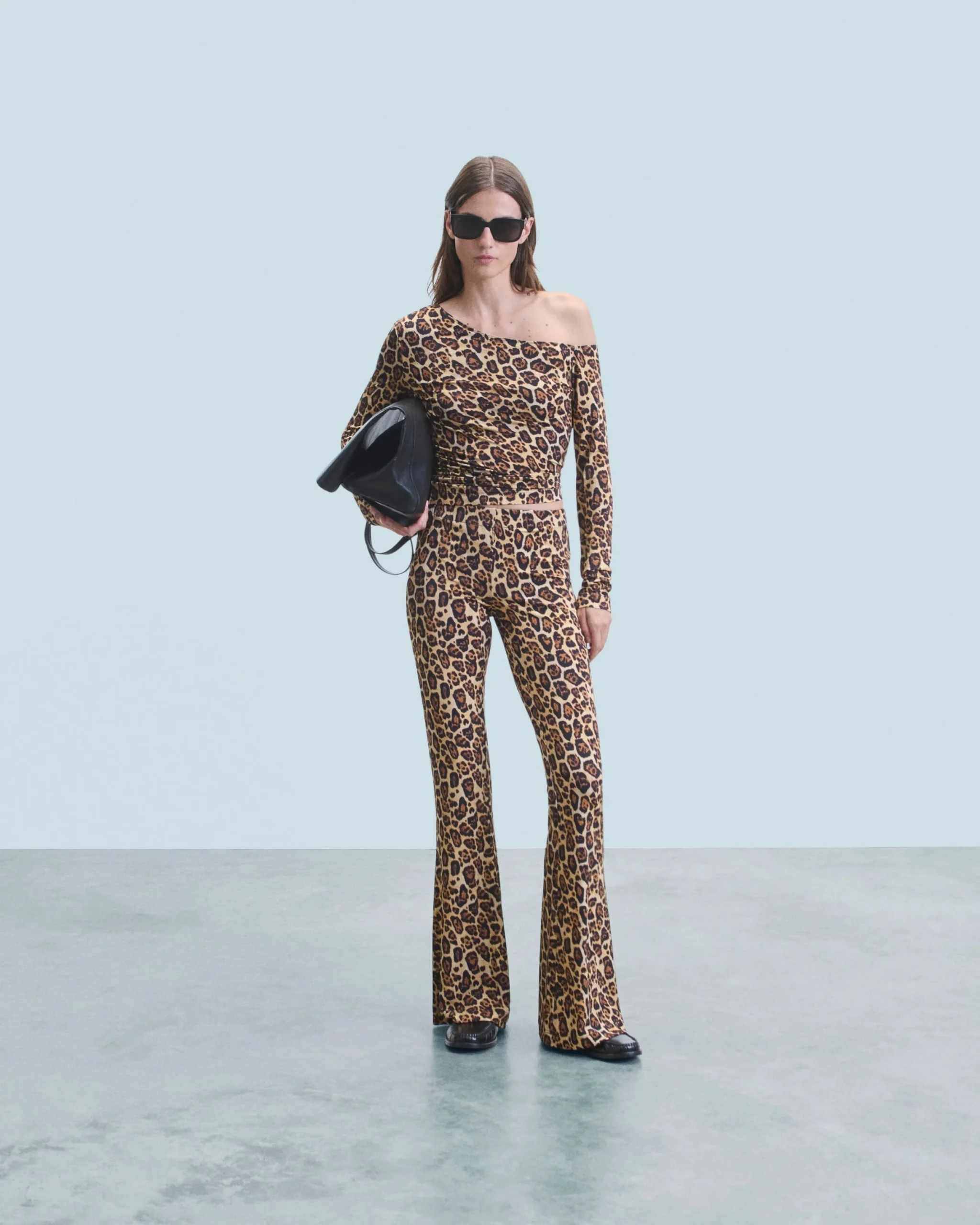 FROM FUTURE Top Asymetrique Jersey HotLeopard New
