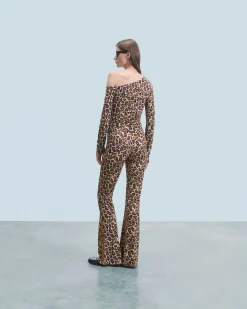 FROM FUTURE Top Asymetrique Jersey HotLeopard New