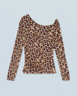 FROM FUTURE Top Asymetrique Jersey HotLeopard New