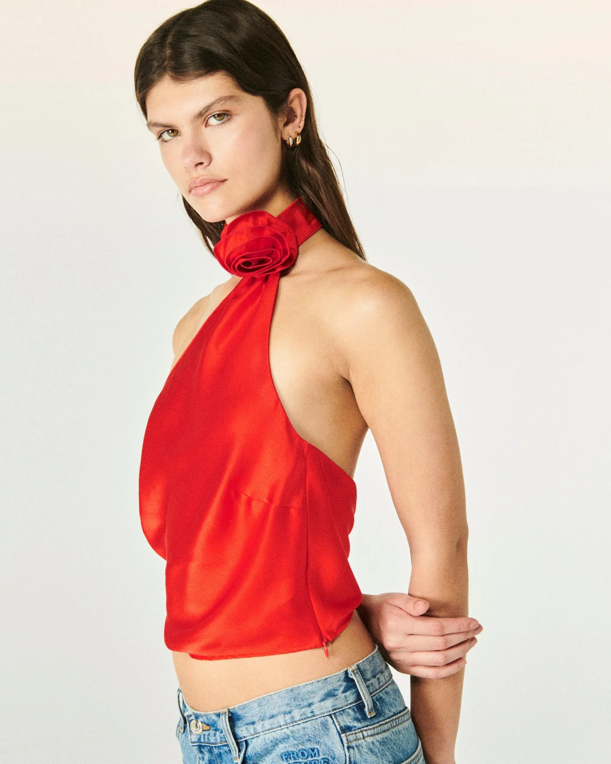 FROM FUTURE Top Asymétrique Judie Red Cheap