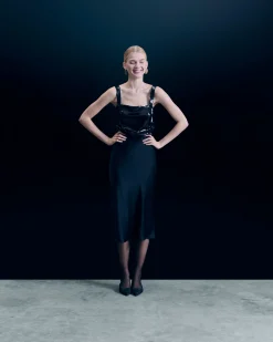 FROM FUTURE Top Bretelle Sequins Noir Discount