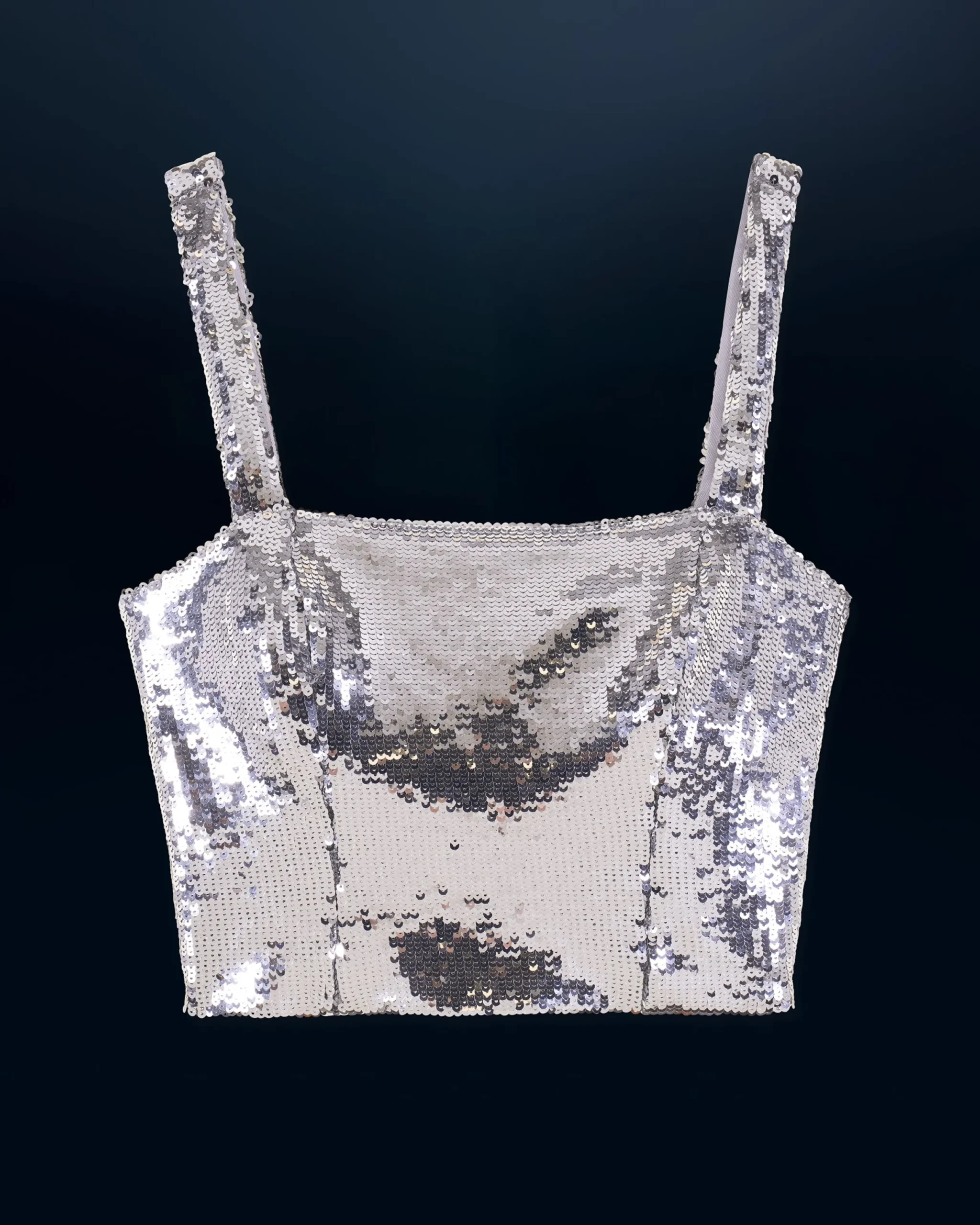 FROM FUTURE Top Bretelle Sequins Silver Store