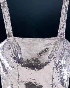 FROM FUTURE Top Bretelle Sequins Silver Store