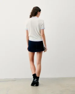 FROM FUTURE Top Manches Courtes Bandes Bicolores Ecru Flash Sale