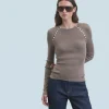 FROM FUTURE Top Manches Longues Taupe Fashion