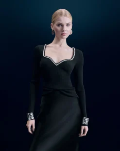 FROM FUTURE Top Manches Longues Noir Cheap