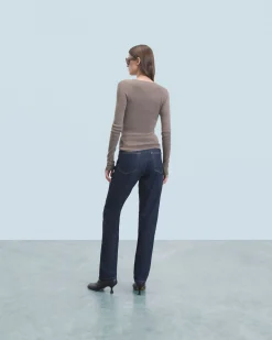 FROM FUTURE Top Manches Longues Taupe Fashion