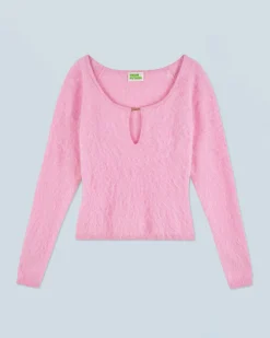 FROM FUTURE Top Manches Longues en Cachemire Brossé FairyPink Best