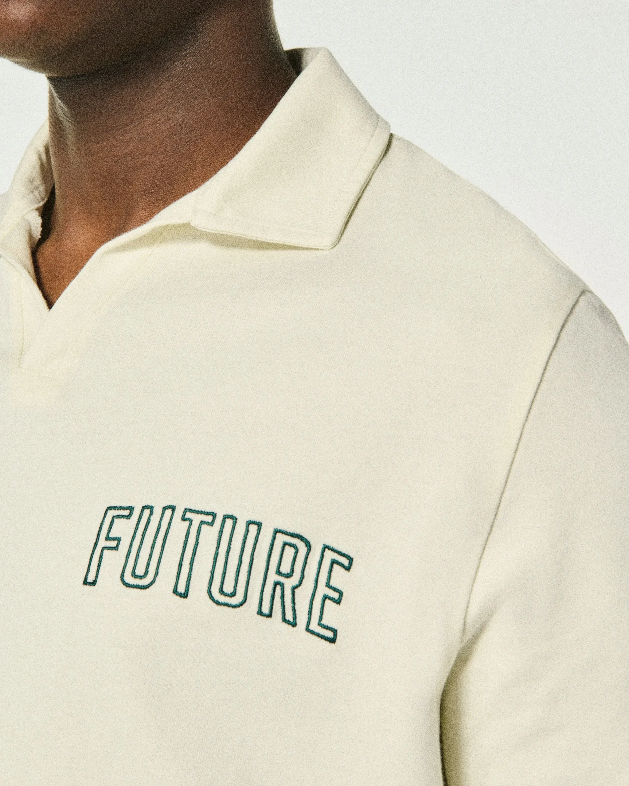 FROM FUTURE T-shirt Col Polo Future Ecru Cheap