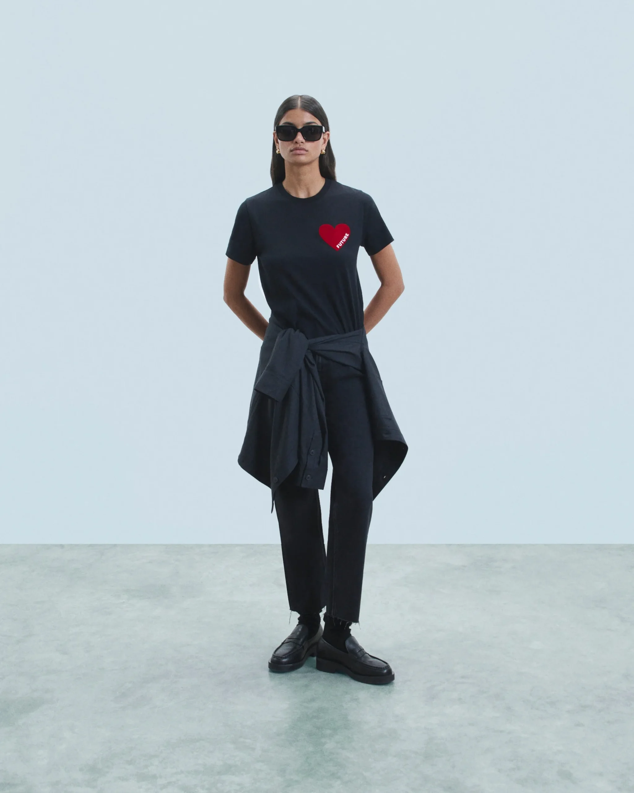 FROM FUTURE T-shirt Col Rond Coeur Noir Shop