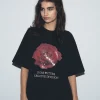 FROM FUTURE T-shirt Col Rond Manches Courtes Rose Noir Shop