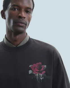 FROM FUTURE T-shirt Col Rond Manches Courtes Roses WashedBlack Store