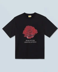 FROM FUTURE T-shirt Col Rond Manches Courtes Rose Noir Shop