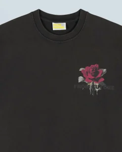 FROM FUTURE T-shirt Col Rond Manches Courtes Roses WashedBlack Store