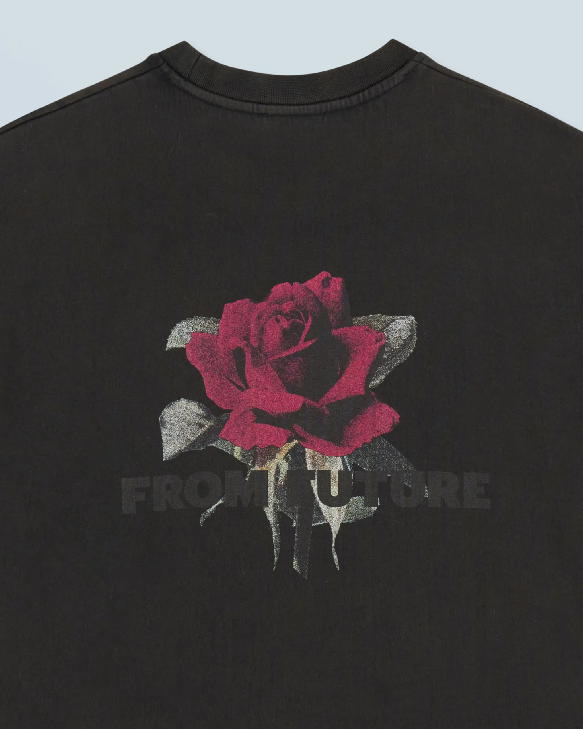 FROM FUTURE T-shirt Col Rond Manches Courtes Roses WashedBlack Store