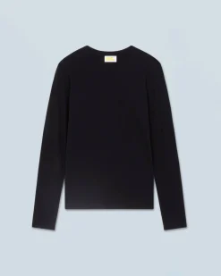FROM FUTURE T-shirt Col Rond Manches Longues Noir Fashion