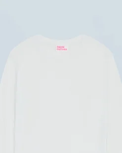 FROM FUTURE T-shirt Col Rond Manches Longues Blanc New
