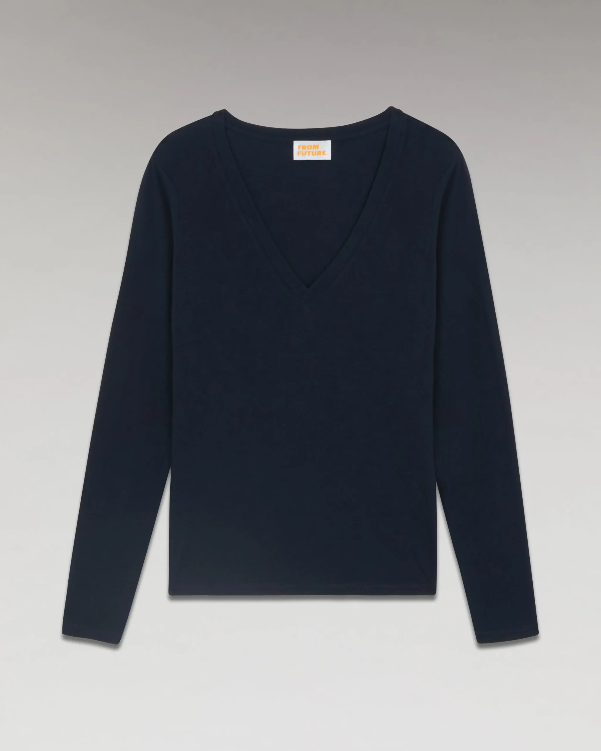 FROM FUTURE T-Shirt Col V Basique Manches Longues Navy Cheap