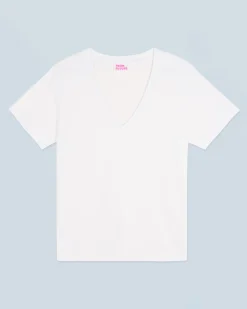 FROM FUTURE T-shirt Col V Manches Courtes Blanc Flash Sale
