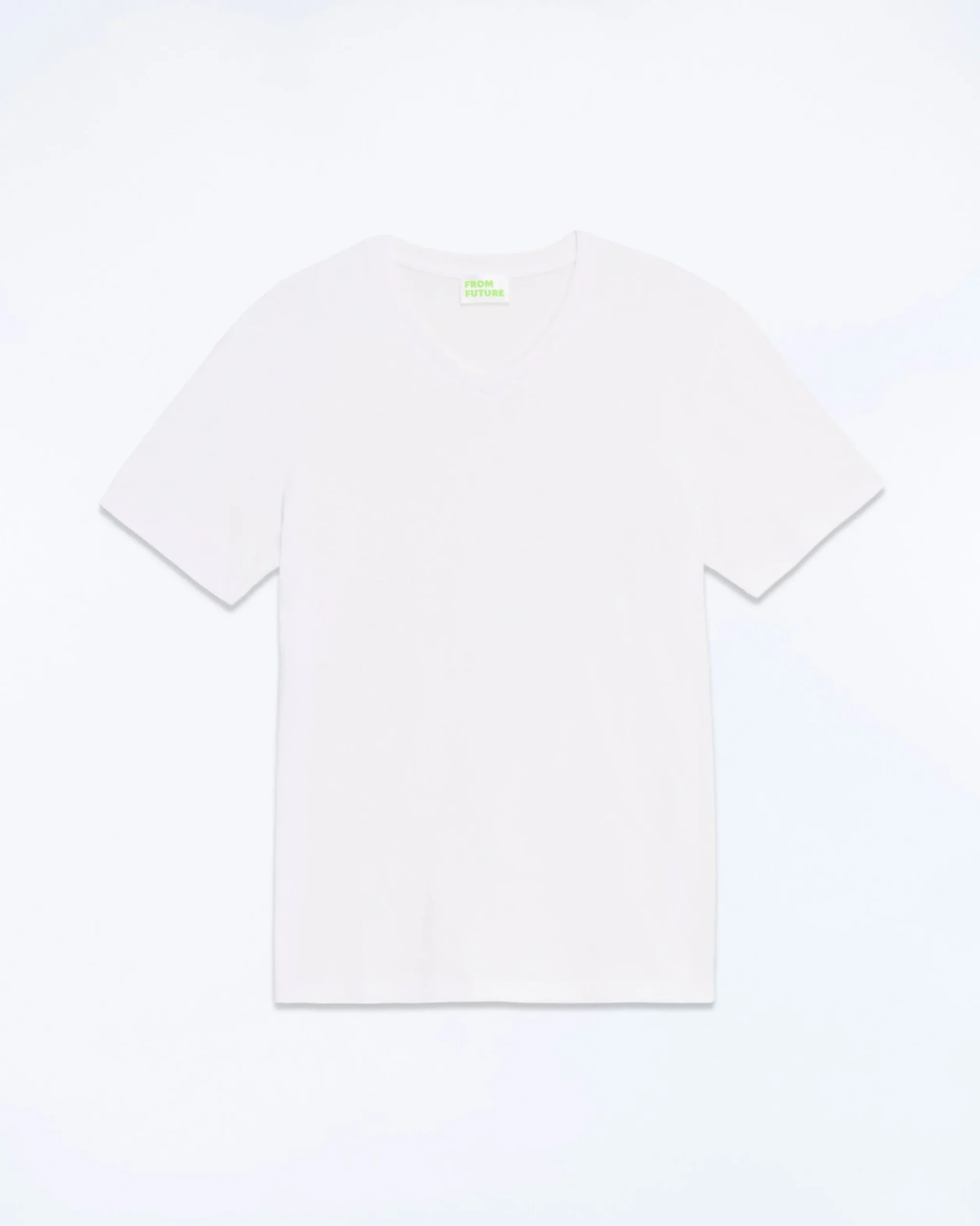 FROM FUTURE T-shirt Col V Manches Courtes Blanc New