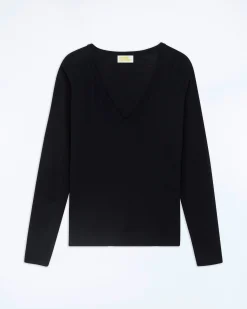 FROM FUTURE T-shirt Col V Manches Longues Noir Store