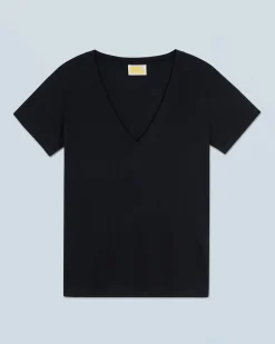 FROM FUTURE T-shirt Col V Supima Noir Fashion